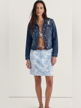 Bill Blass Sun-Bleached Floral Denim Skirt NWOT Vintage